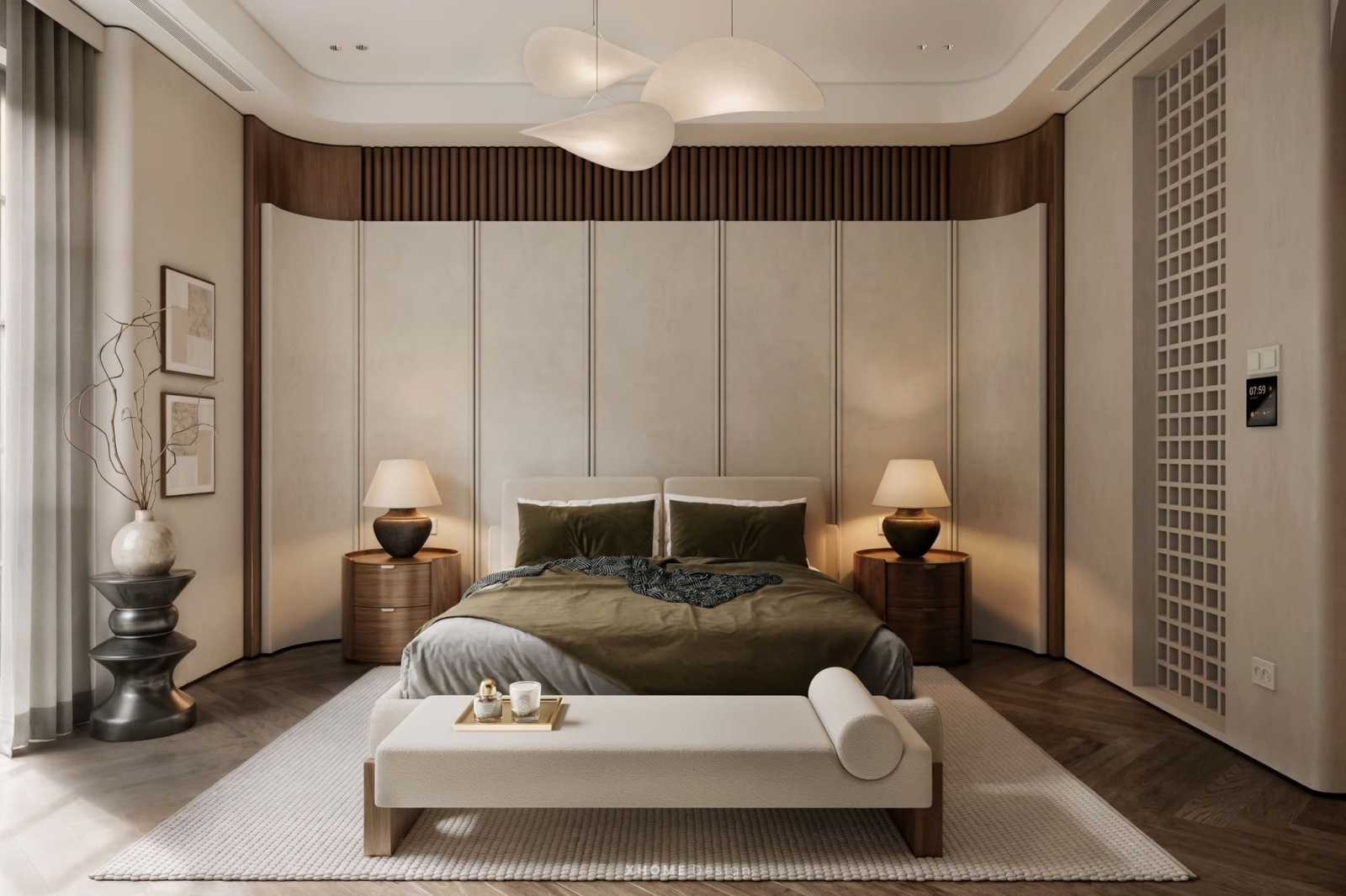 Nội thất phòng ngủ tone nâu ấm